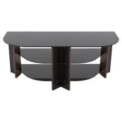 Glass Shelves TV Stand For TVs Up To 55" Walnut/Black - AVF -Cheap Furniture Store GUEST 85debe19 5101 4c29 bc7d 2ea14178987f