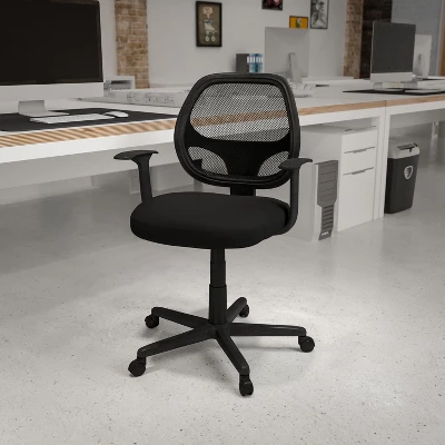 Emma And Oliver Mid-Back Mesh Swivel Ergonomic Task Office Chair - Arms 1 Emma And Oliver Mid-Back Mesh Swivel Ergonomic Task Office Chair - Arms