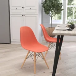 Merrick Lane Polypropylene Accent Chair With Metal Braced Wooden Legs