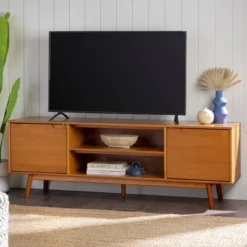Solid Wood Mid-Century Modern TV Stand For TVs Up To 80" - Saracina Home -Cheap Furniture Store GUEST 8b7506fc 5e20 44b3 838f e44d2919b468
