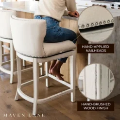 Maven Lane Hugo Tufted Swivel Kitchen Stool
