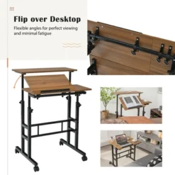 Costway Mobile Stand Up Desk Adjustable Computer Desk Tilting Workstation -Cheap Furniture Store GUEST 91abedc0 7441 4b74 9ca0 b81ea77d6310