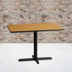 Emma And Oliver 30"x42" Rectangular Natural Laminate Table Top With 23.5"x29.5" Base