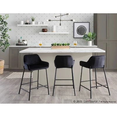 Set Of 2 Daniella Metal/Velvet Counter Height Barstools - LumiSource 8 Set Of 2 Daniella Metal/Velvet Counter Height Barstools - LumiSource - Image 8