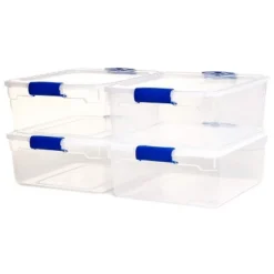 Homz Heavy Duty Modular Clear Plastic Stackable Storage Tote Containers With Latching And Locking Lids, 15.5 Quart Capacity, 16 Pack