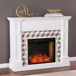 Budedar Fireplace With Marble Surround White - Aiden Lane -Cheap Furniture Store GUEST 99bc83c1 2df6 479a b03e 270fefca342f