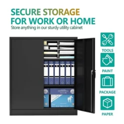 AOBABO 2 Door Durable Locking Metal Storage Cabinet Organizer With 2 Adjustable Shelves And 2 Keys For Garages And Offices -Cheap Furniture Store GUEST 9dda4c8d be08 4454 83ff de2d8e4bff6d