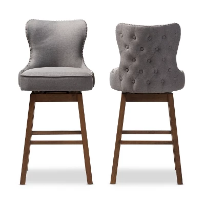 Gradisca Modern And Contemporary Wood Finishing Upholstered Barstools Set Of 2 - Baxton Studio 1 Gradisca Modern And Contemporary Wood Finishing Upholstered Barstools Set Of 2 - Baxton Studio