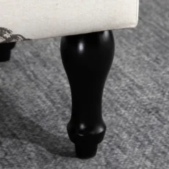 HOMCOM Linen-Touch Upholstered Fabric Ottoman Bench Bed Stool For Bedroom, Entryway, Living Room -Cheap Furniture Store GUEST a4aa74ba f835 481f b861 bc2311364156