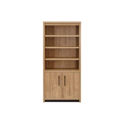 78" Abbott Contemporary Wood Laminate Bookcase With Doors Light Brown - Martin Furniture 2 78" Abbott Contemporary Wood Laminate Bookcase With Doors Light Brown - Martin Furniture - Image 2