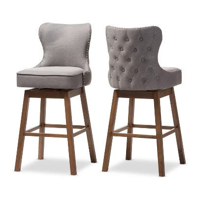 Gradisca Modern And Contemporary Wood Finishing Upholstered Barstools Set Of 2 - Baxton Studio 6 Gradisca Modern And Contemporary Wood Finishing Upholstered Barstools Set Of 2 - Baxton Studio - Image 6