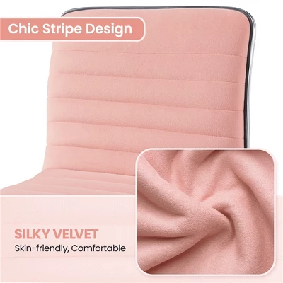 Yaheetech Velvet Low Back Armless Desk Chair Office Chair With Wheels 5 Yaheetech Velvet Low Back Armless Desk Chair Office Chair With Wheels - Image 5