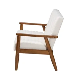 Stratton Boucle Fabric And Wood Loveseat White/Walnut Brown - Baxton Studio -Cheap Furniture Store GUEST a8146ab7 db69 48af 9f6b a9b3af435923