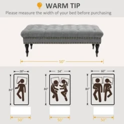 HOMCOM Mobile Upholstered Bench Rolling Button-Tufted Fabric Accent Ottoman With Nailhead Trim & Wheels -Cheap Furniture Store GUEST a81babe6 2985 4379 a230 e970dad08d55