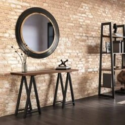 Hawkins Metal/Wood Console Sofa Table Walnut - WyndenHall