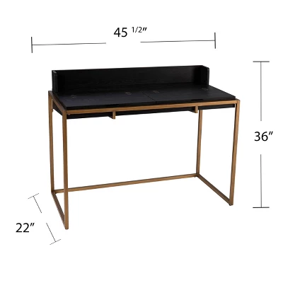 Bilcrafield Flip Top Desk With Storage Black/Gold - Aiden Lane 9 Bilcrafield Flip Top Desk With Storage Black/Gold - Aiden Lane - Image 9