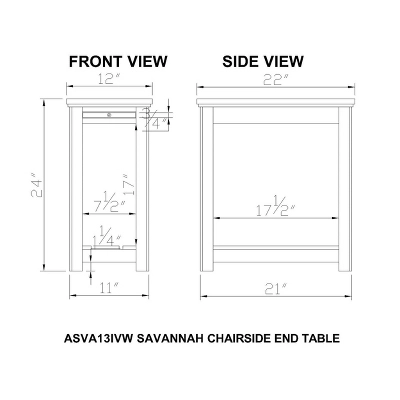 Savannah Chairside End Table With Pull Out Shelf Ivory With Natural Wood Top - Bolton Furniture 4 Savannah Chairside End Table With Pull Out Shelf Ivory With Natural Wood Top - Bolton Furniture - Image 4