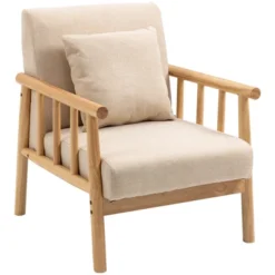HOMCOM Accent Chair With Softness & Support, Upholstered Arm Chair For Living Room Furniture, Comfy Chair For Bedroom, Living Room Chair, Beige 7 HOMCOM Accent Chair With Softness & Support, Upholstered Arm Chair For Living Room Furniture, Comfy Chair For Bedroom, Living Room Chair, Beige -Cheap Furniture Store GUEST b0716f29 7266 4d77 b7cb bd334a1e3778