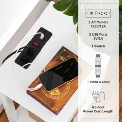 Yaheetech Wooden Side Table End Table With Recessed Power Outlets And USB Ports -Cheap Furniture Store GUEST b5437b7d 8a36 4a0e 9e65 e91dcae12d66