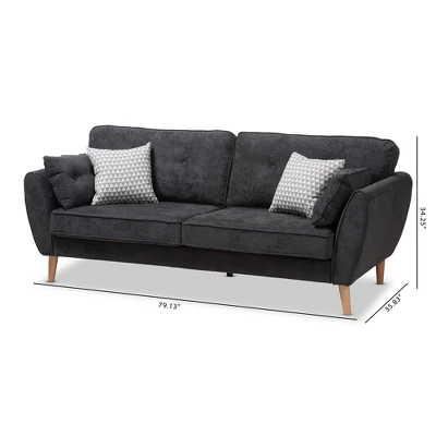 Miranda Mid-Century Modern Fabric Upholstered Sofa Dark Gray - Baxton Studio 1 Miranda Mid-Century Modern Fabric Upholstered Sofa Dark Gray - Baxton Studio