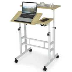 Costway Mobile Stand Up Desk Adjustable Computer Desk Tilting Workstation -Cheap Furniture Store GUEST bb489e9a 0d3f 4d76 925c dfd276e56452