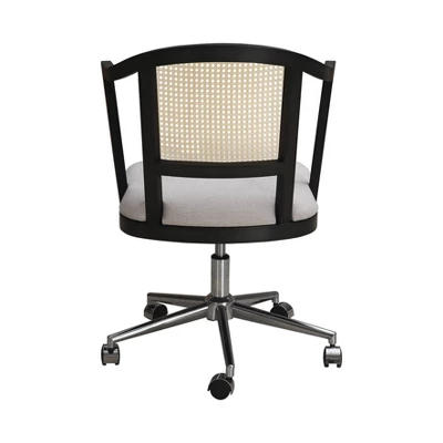Archie Two Toned Cane Office Chair Black With Natural Cane - Abbyson Living 4 Archie Two Toned Cane Office Chair Black With Natural Cane - Abbyson Living - Image 4