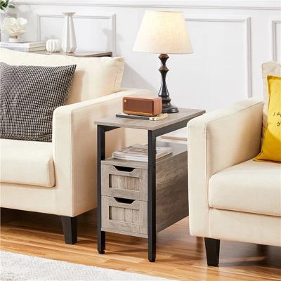 Yaheetech Vintage Side Table End Table With 2 Drawer, Gray 1 Yaheetech Vintage Side Table End Table With 2 Drawer, Gray