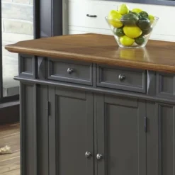 Americana Kitchen Island With Drop Leaf Top Gray - Homestyles
