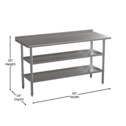Emma And Oliver NSF Certified Stainless Steel 18 Gauge Work Table With 1.5" Backsplash And Undershelves -Cheap Furniture Store GUEST bcf21c7c f923 449a bec4 b3632d56e860