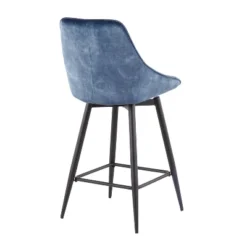 Set Of 2 Diana Velvet Steel Contemporary Counter Height Barstools Black/Blue - LumiSource -Cheap Furniture Store GUEST be0867b6 4dee 4344 9aad 3d4d316fb08e