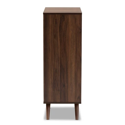 2 Door Naoki Two-Tone Wood Shoe Cabinet Gray/Walnut - Baxton Studio 3 2 Door Naoki Two-Tone Wood Shoe Cabinet Gray/Walnut - Baxton Studio - Image 3