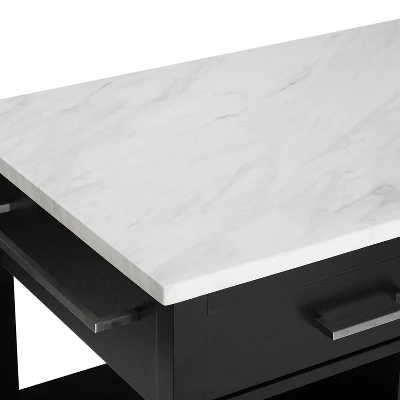 Audrey Faux Marble Top Kitchen Island Black - Crosley 5 Audrey Faux Marble Top Kitchen Island Black - Crosley - Image 5