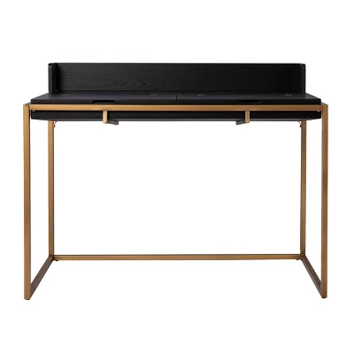 Bilcrafield Flip Top Desk With Storage Black/Gold - Aiden Lane 2 Bilcrafield Flip Top Desk With Storage Black/Gold - Aiden Lane - Image 2