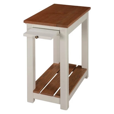 Savannah Chairside End Table With Pull Out Shelf Ivory With Natural Wood Top - Bolton Furniture 1 Savannah Chairside End Table With Pull Out Shelf Ivory With Natural Wood Top - Bolton Furniture