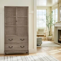Brandeis Woven Cabinet Brown - Threshold™ Designed With Studio McGee