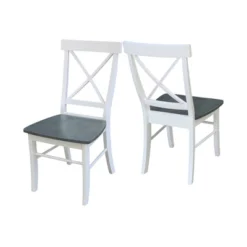 Set Of 2 X Back Chairs With Solid Wood Seat White/Gray - International Concepts -Cheap Furniture Store GUEST c74d40bf 9cba 4749 9978 9c017d5bbef0