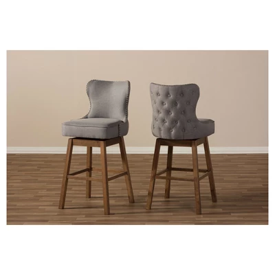 Gradisca Modern And Contemporary Wood Finishing Upholstered Barstools Set Of 2 - Baxton Studio 5 Gradisca Modern And Contemporary Wood Finishing Upholstered Barstools Set Of 2 - Baxton Studio - Image 5