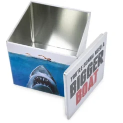Ukonic JAWS Logo Tin Storage Box Cube Organizer With Lid | 4 Inches