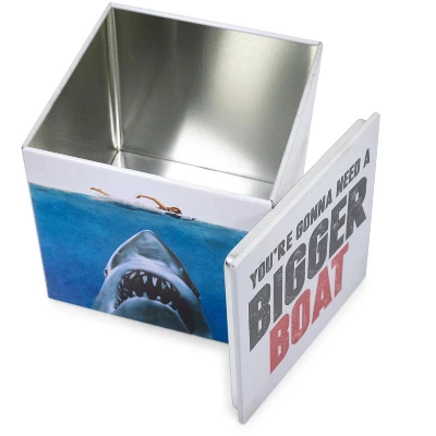 Ukonic JAWS Logo Tin Storage Box Cube Organizer With Lid | 4 Inches 1 Ukonic JAWS Logo Tin Storage Box Cube Organizer With Lid | 4 Inches