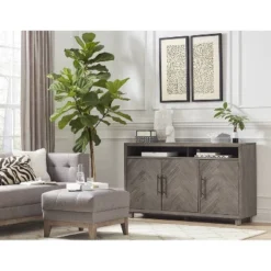 Palisades Deluxe Console TV Stand For TVs Up To 60" Gray - Martin Furniture