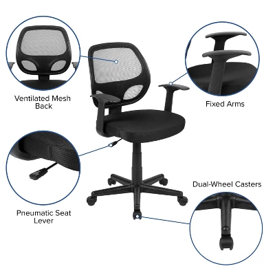 Emma And Oliver Mid-Back Mesh Swivel Ergonomic Task Office Chair - Arms 4 Emma And Oliver Mid-Back Mesh Swivel Ergonomic Task Office Chair - Arms - Image 4