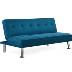 Yaheetech Modern Fabric Convertible Futon Sofa Bed With USB Ports -Cheap Furniture Store GUEST d70b4c77 487d 4d93 96fc 169dda4637db