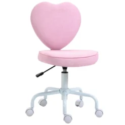 HOMCOM Heart Love Shaped Back Design Office Chair With Adjustable Height And 360 Swivel Castor Wheels, Pink -Cheap Furniture Store GUEST d72395e5 359f 4f00 b9d5 6db6fa0db2ee