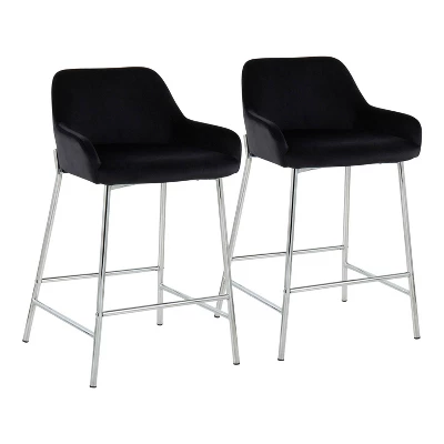 Set Of 2 Daniella Metal/Velvet Counter Height Barstools - LumiSource 12 Set Of 2 Daniella Metal/Velvet Counter Height Barstools - LumiSource - Image 12