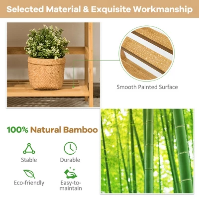 Costway 4-Tier Bookshelf Bamboo Ladder Shelf Bathroom Shelves Storage Plant Stand Rack 5 Costway 4-Tier Bookshelf Bamboo Ladder Shelf Bathroom Shelves Storage Plant Stand Rack - Image 5
