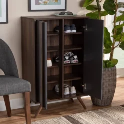 2 Door Naoki Two-Tone Wood Shoe Cabinet Gray/Walnut - Baxton Studio 14 2 Door Naoki Two-Tone Wood Shoe Cabinet Gray/Walnut - Baxton Studio -Cheap Furniture Store GUEST e6761f99 5b12 4ec1 8474 dadcc1e25539