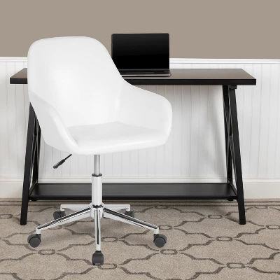 Flash Furniture Cortana Home And Office Mid-Back Chair In White LeatherSoft 1 Flash Furniture Cortana Home And Office Mid-Back Chair In White LeatherSoft