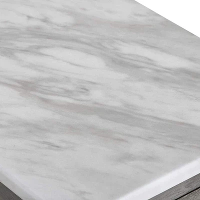 New Classic Furniture Noah Wooden Faux Marble Top End Table With Storage Drawer, For Living Rooms, Bedrooms, And Entryways, Gray 4 New Classic Furniture Noah Wooden Faux Marble Top End Table With Storage Drawer, For Living Rooms, Bedrooms, And Entryways, Gray - Image 4