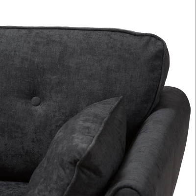 Miranda Mid-Century Modern Fabric Upholstered Sofa Dark Gray - Baxton Studio 5 Miranda Mid-Century Modern Fabric Upholstered Sofa Dark Gray - Baxton Studio - Image 5