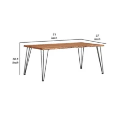 Wooden Dining Table With Live Edge Details And Metal Legs Brown - Benzara -Cheap Furniture Store GUEST edbb938a 7ee5 4cd6 b174 0ca3b43e72b2